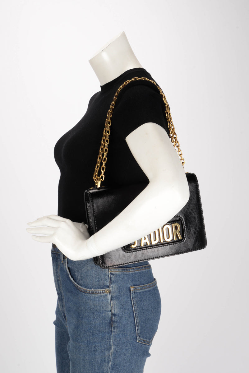 Dior Black Patent Leather Medium J'Adior Chain Flap Bag