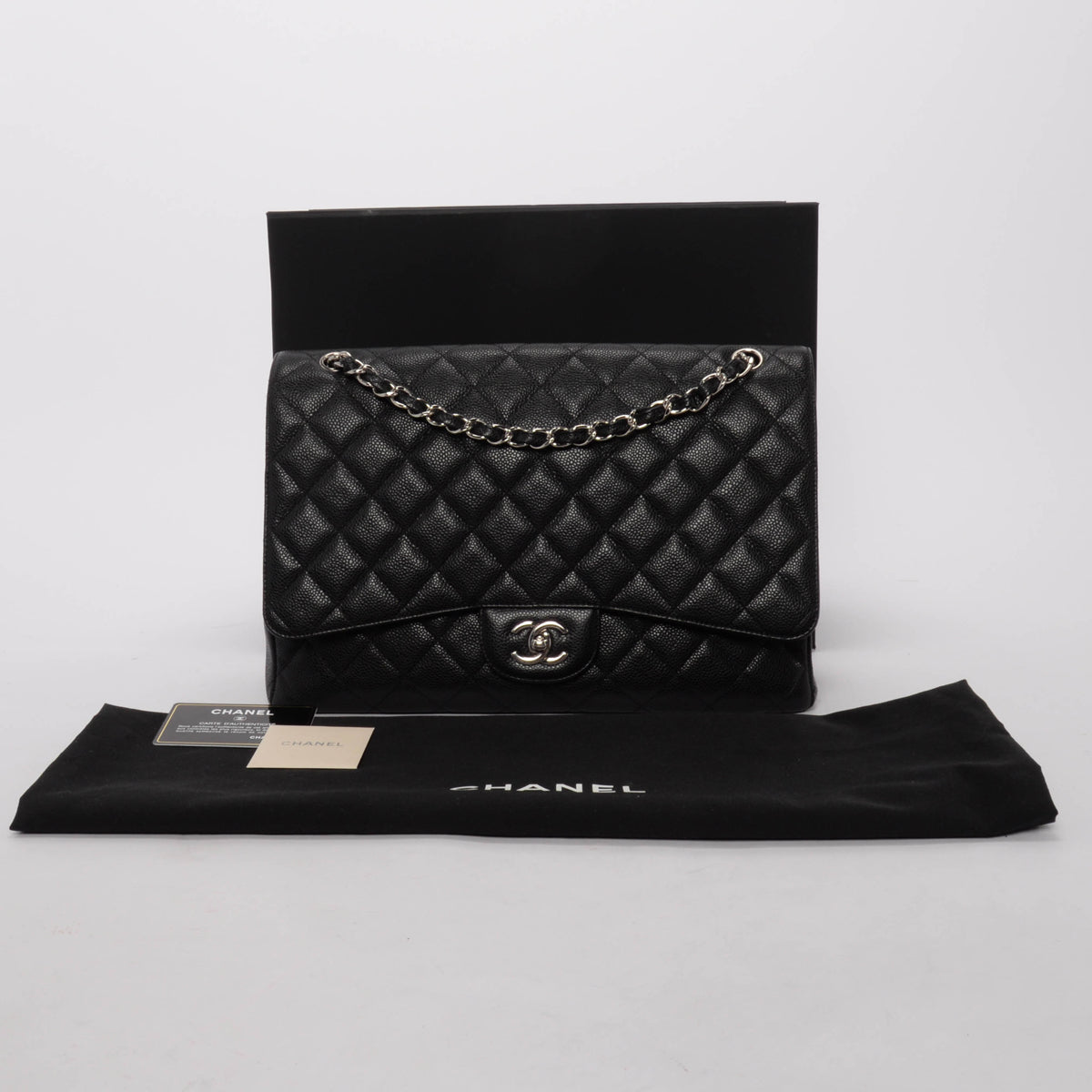 Chanel Black Quilted Caviar Jumbo Single Flap Bag