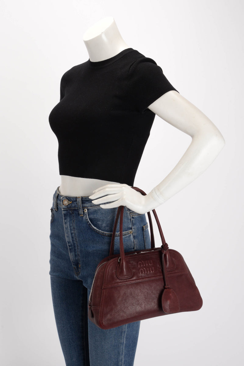 Miu Miu Amaranth Red Nappa Small Vivant Bag
