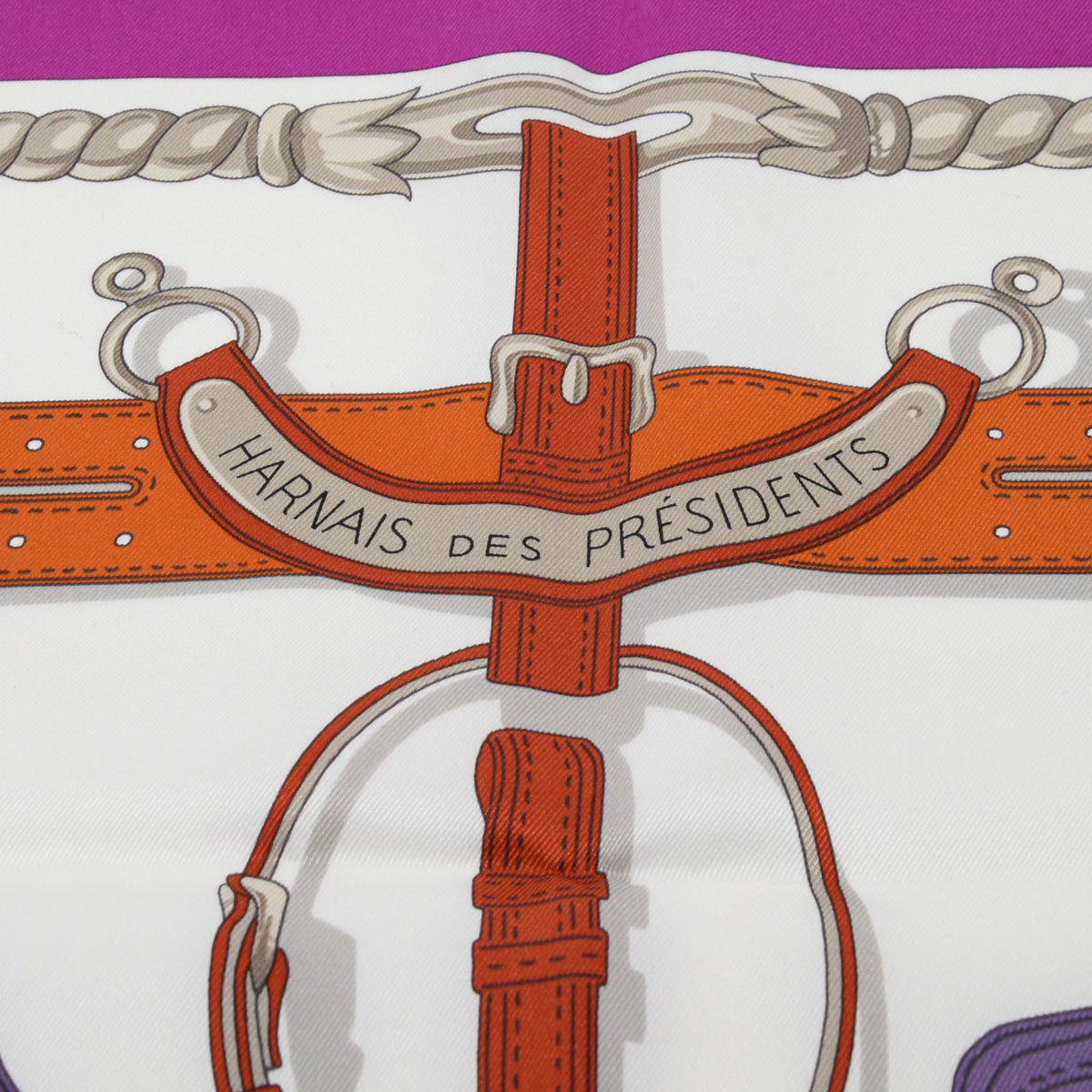 Hermes Magenta Silk Harnais Des Presidents Scarf 70