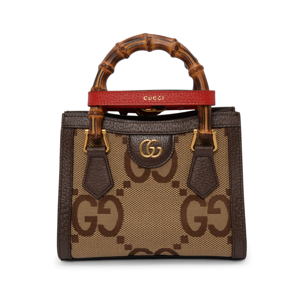 Gucci Brown Textured Dollar Calfskin Jumbo GG Mini Diana Bag