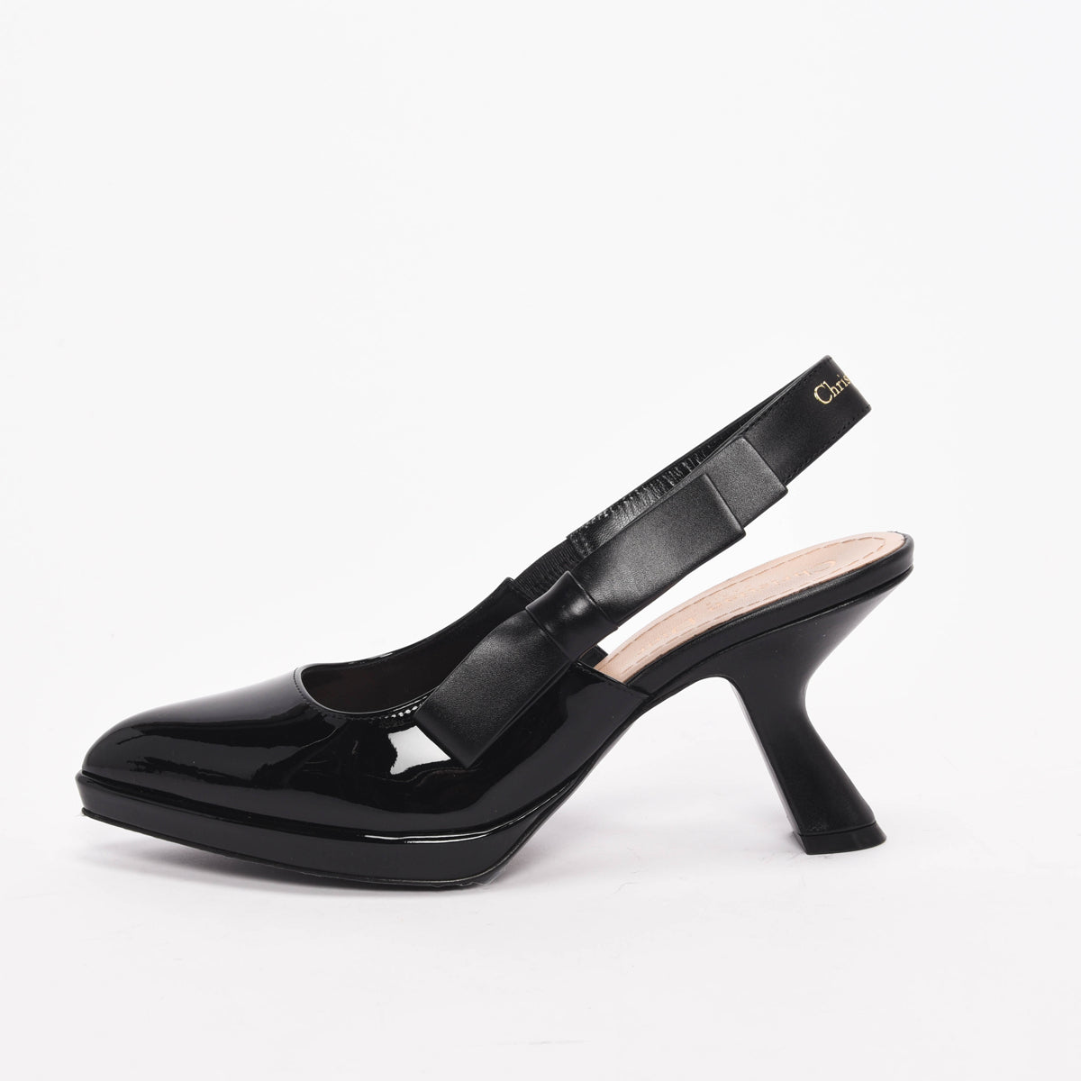 Dior Black Patent Sweet D Slingback Pumps 37