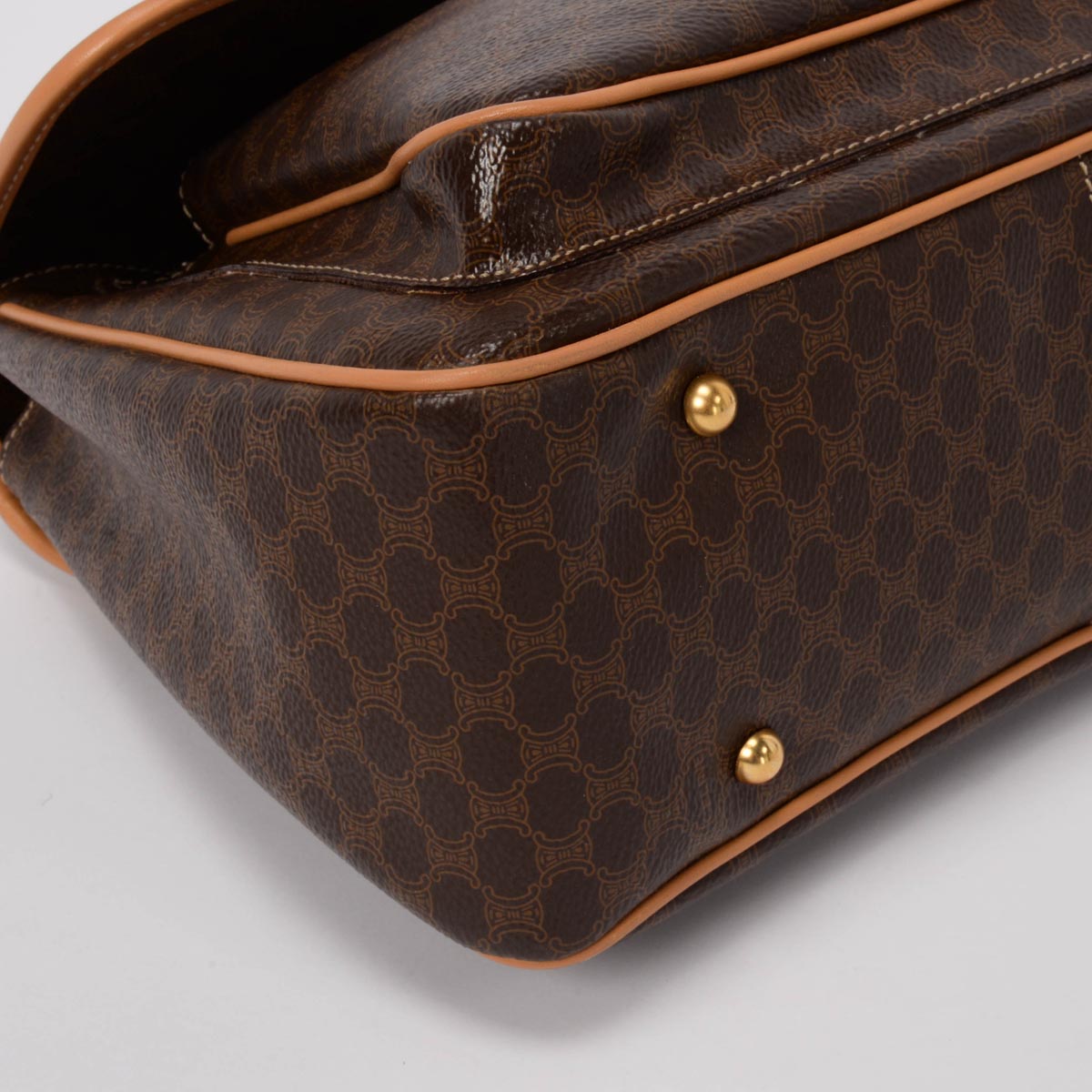 Celine Brown Triomphe Canvas Macadam Top Handle Bag