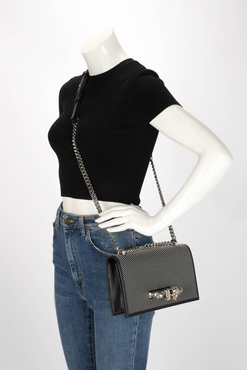 Alexander McQueen Black Studded Knuckle Cross Body Bag