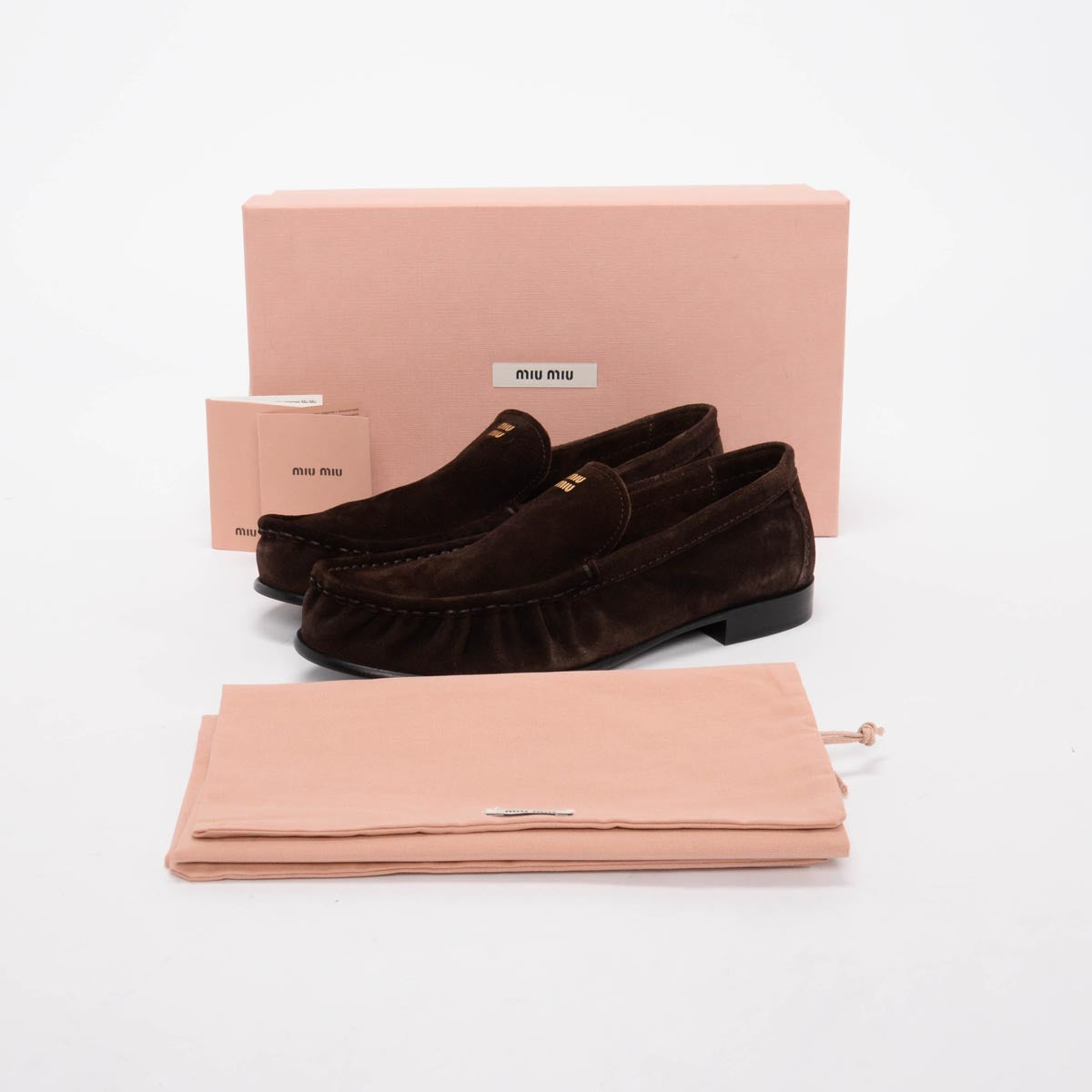 Miu Miu Dark Brown Suede Loafers 37.5