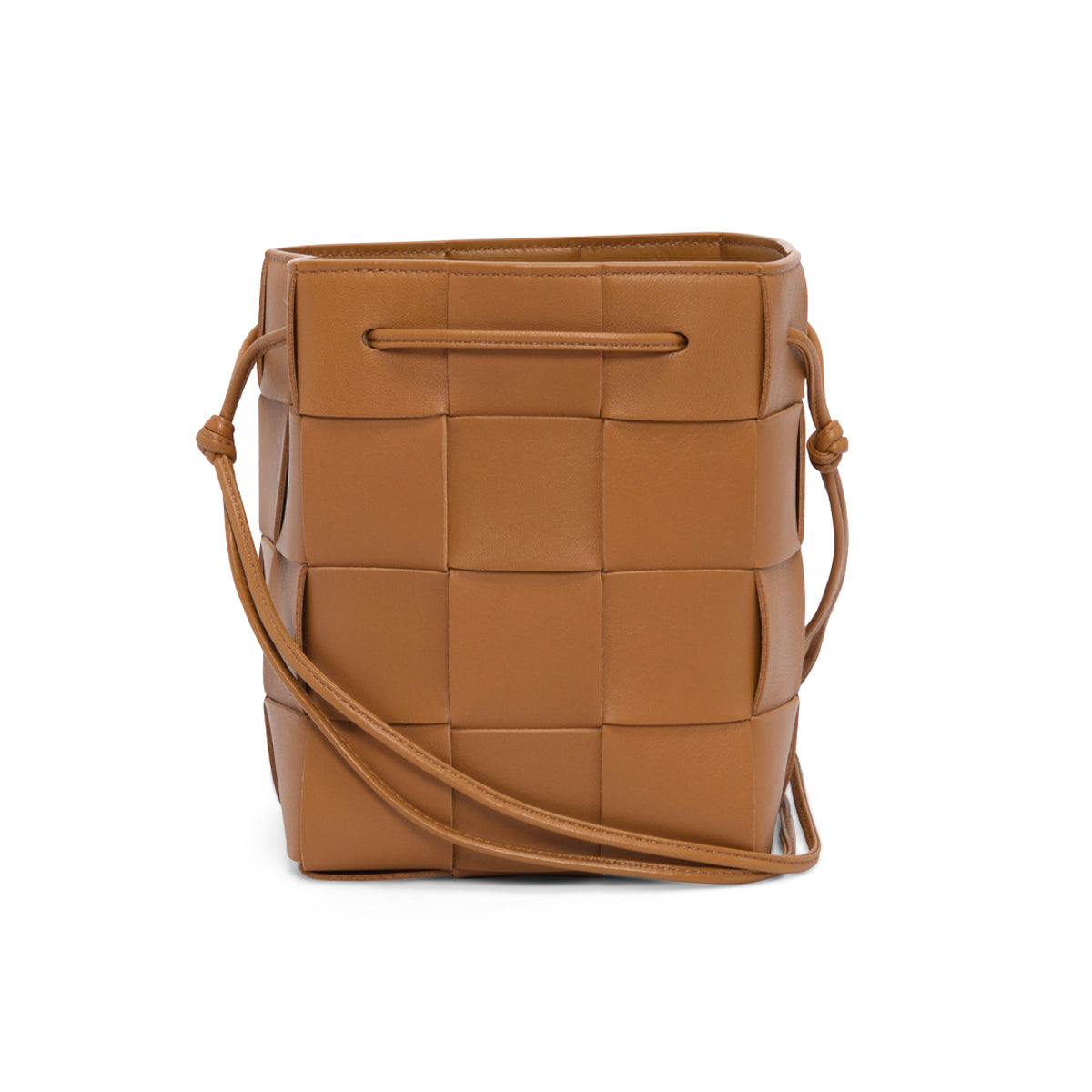 Bottega Veneta Camel Intreccio Small Cassette Bucket Bag