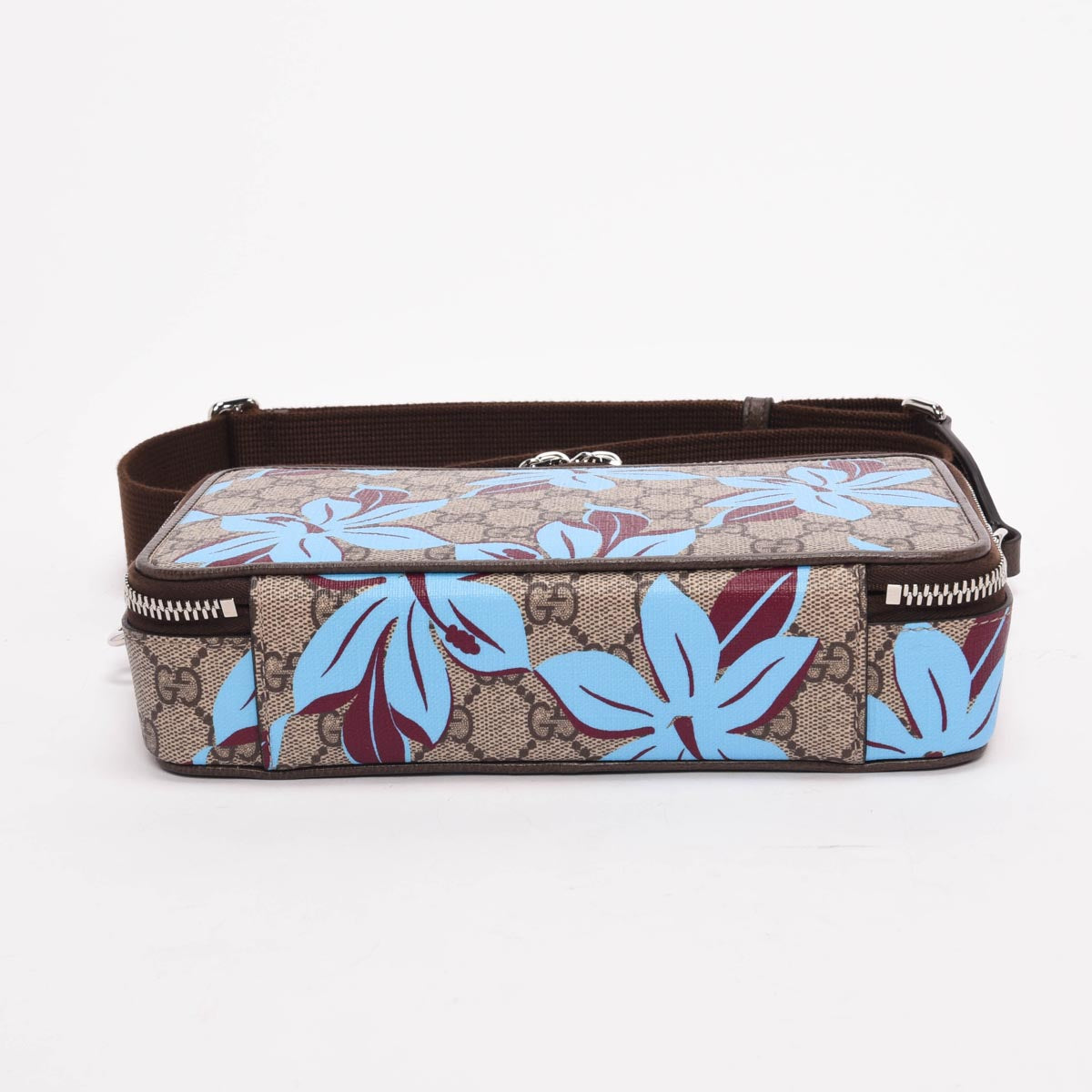 Gucci Blue Floral GG Supreme Small Shoulder Bag