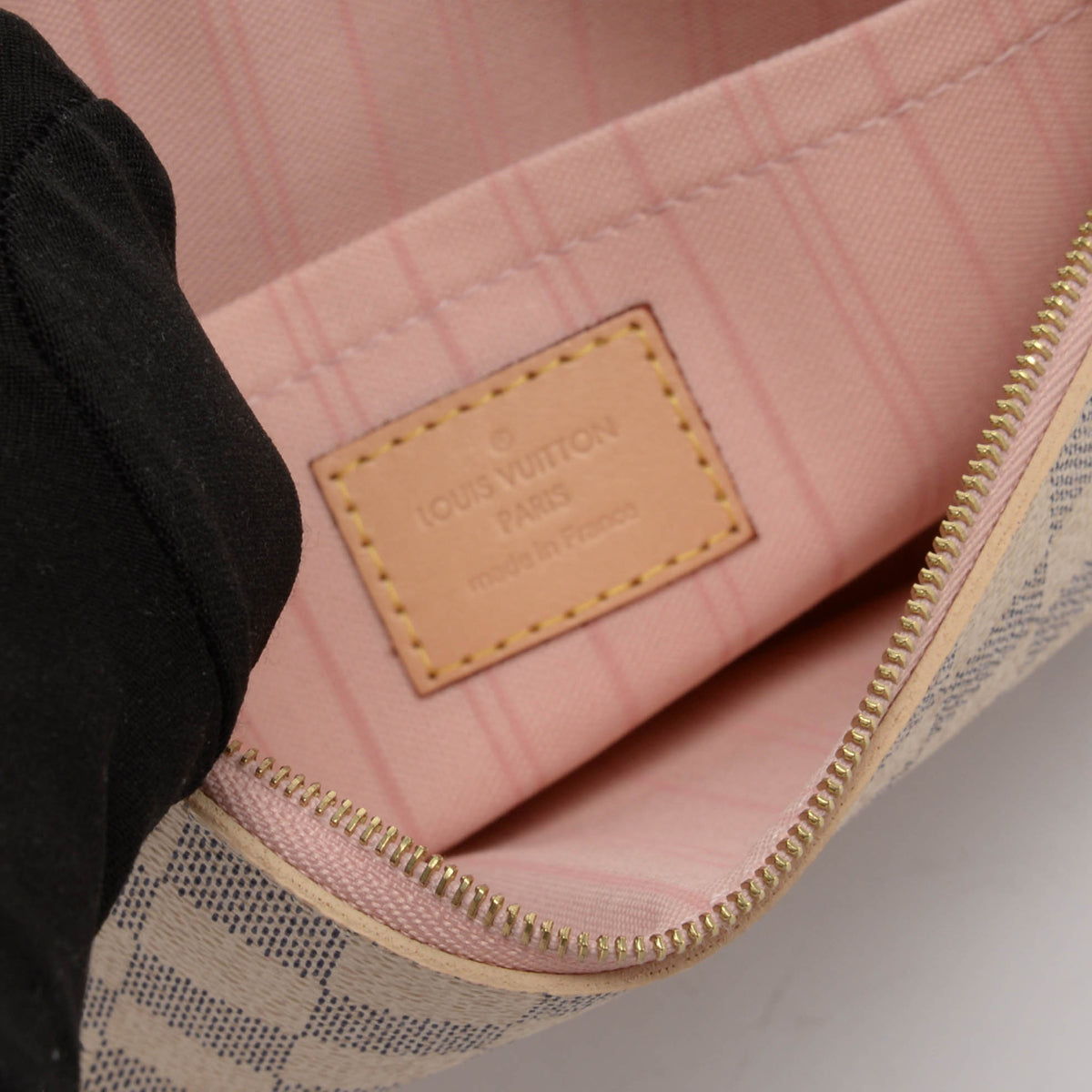 Louis Vuitton Rose Ballerine Damier Azur Neverfull Pouch