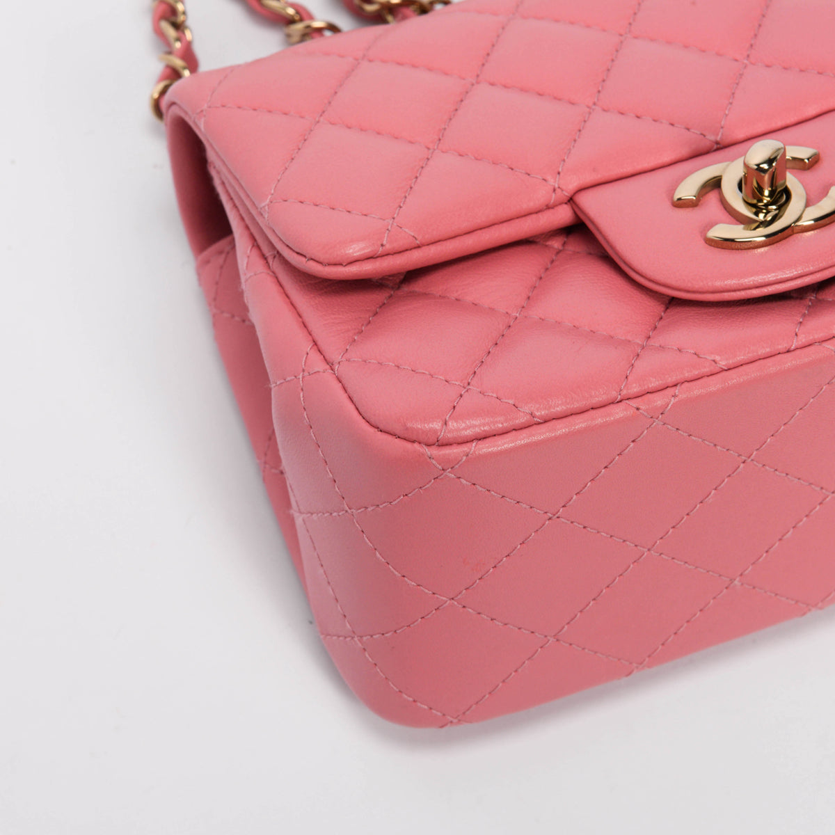 Chanel Pink Quilted Lambskin Mini Square Classic Flap Bag