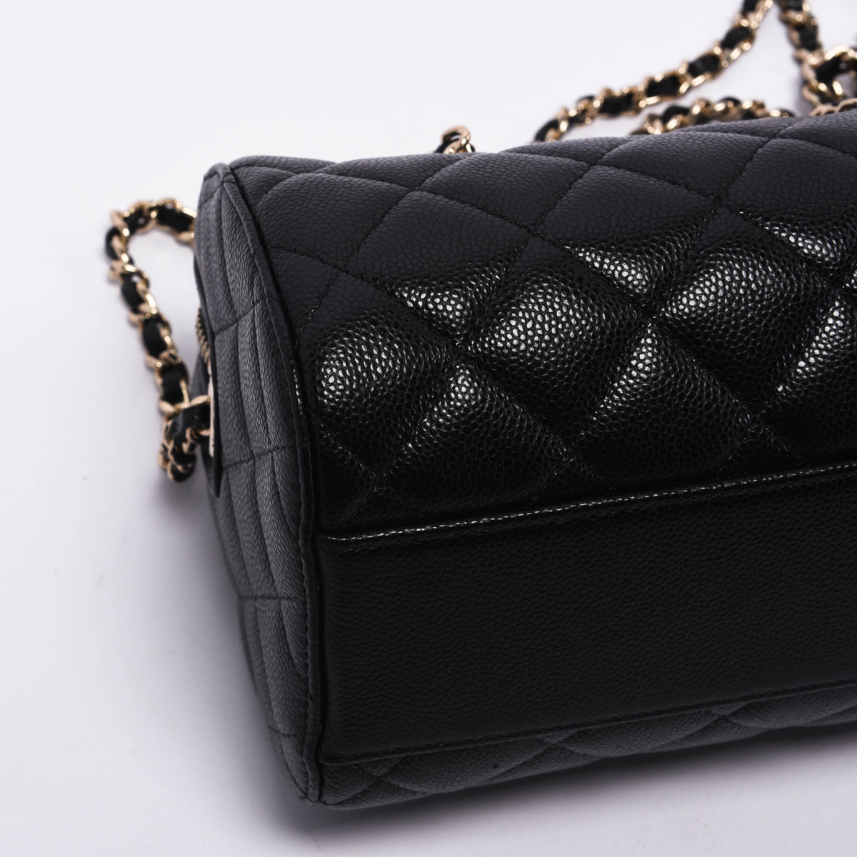 Chanel Black Quilted Caviar Mini Bowling Bag with Chain