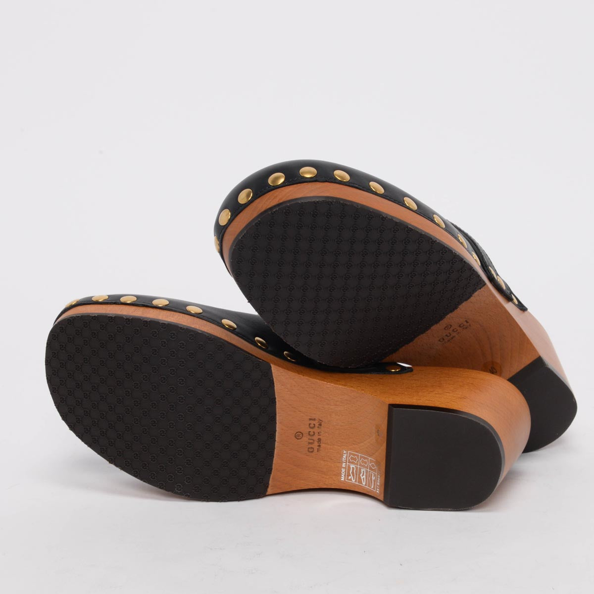 Gucci Black Calfskin Horsebit Clogs 40