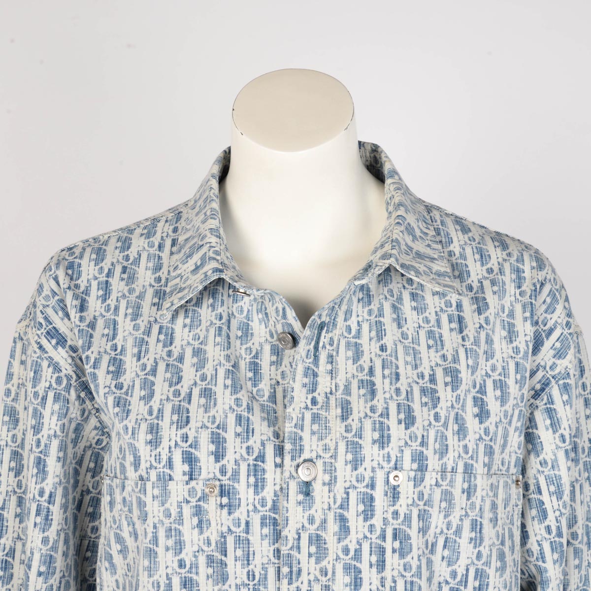Dior Blue & White Cotton Oblique Overshirt L-XL
