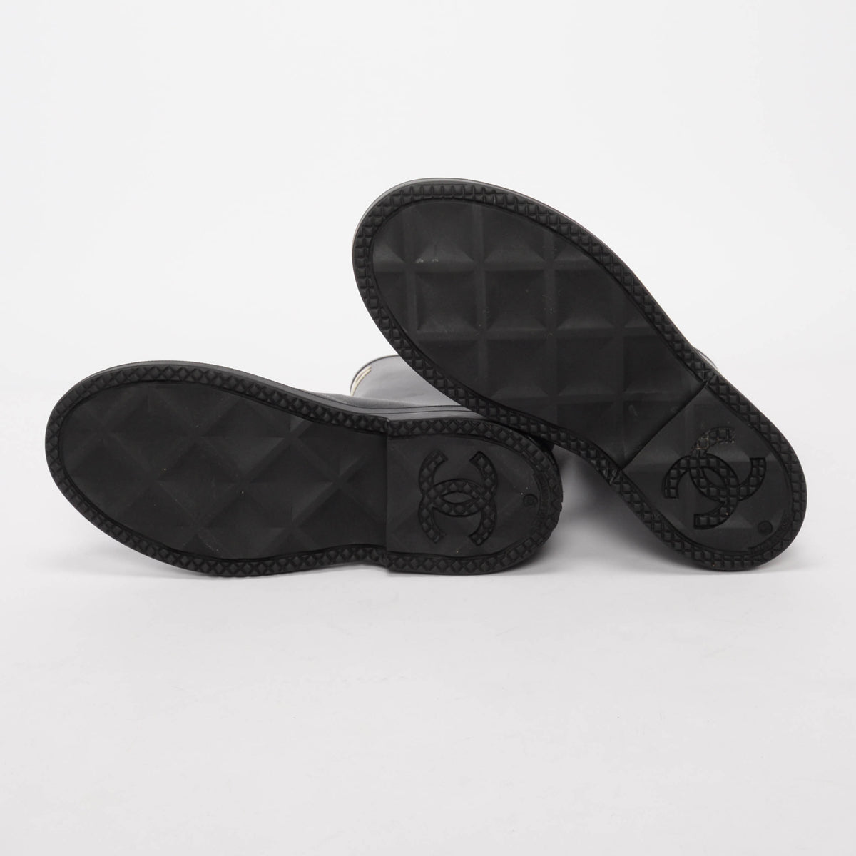 Chanel Black Rubber CC Rain Boots 40