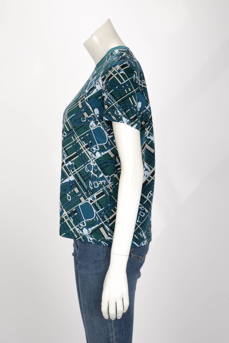 Hermes Green Cotton Brides de Gala T-Shirt FR 42