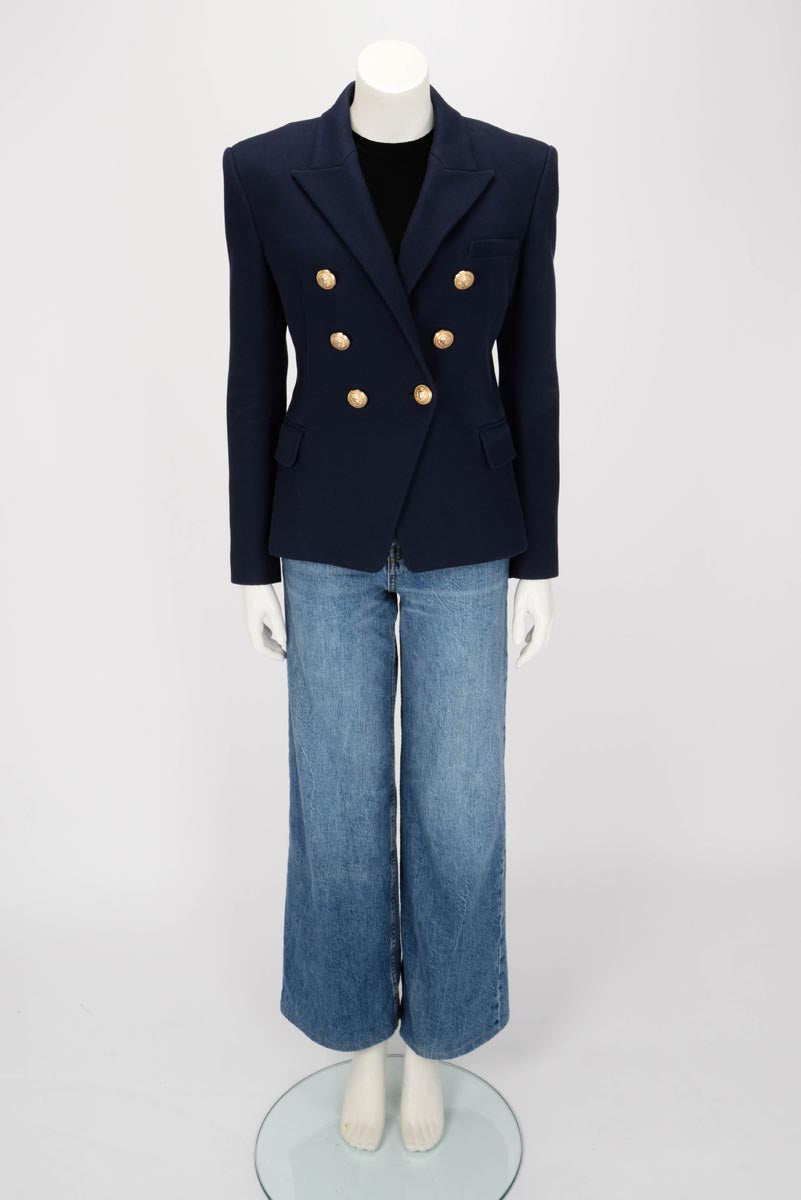 Balmain Navy Cotton Pique Classic DB Blazer FR 44