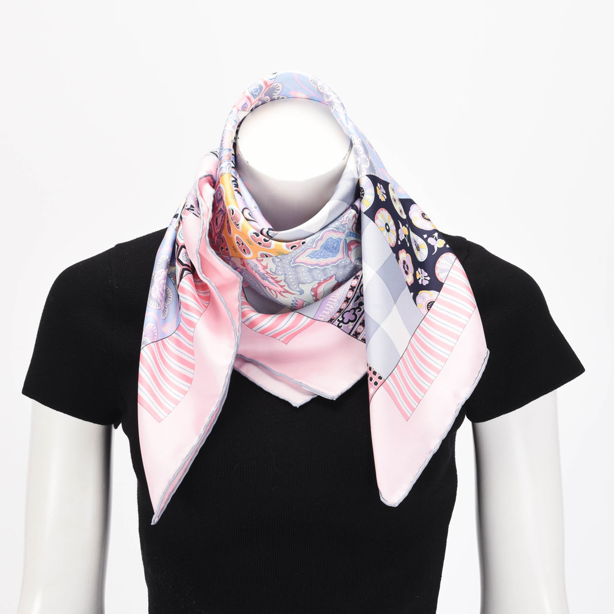 Hermes Rose Pale Silk L'Art Du Sarasa Scarf