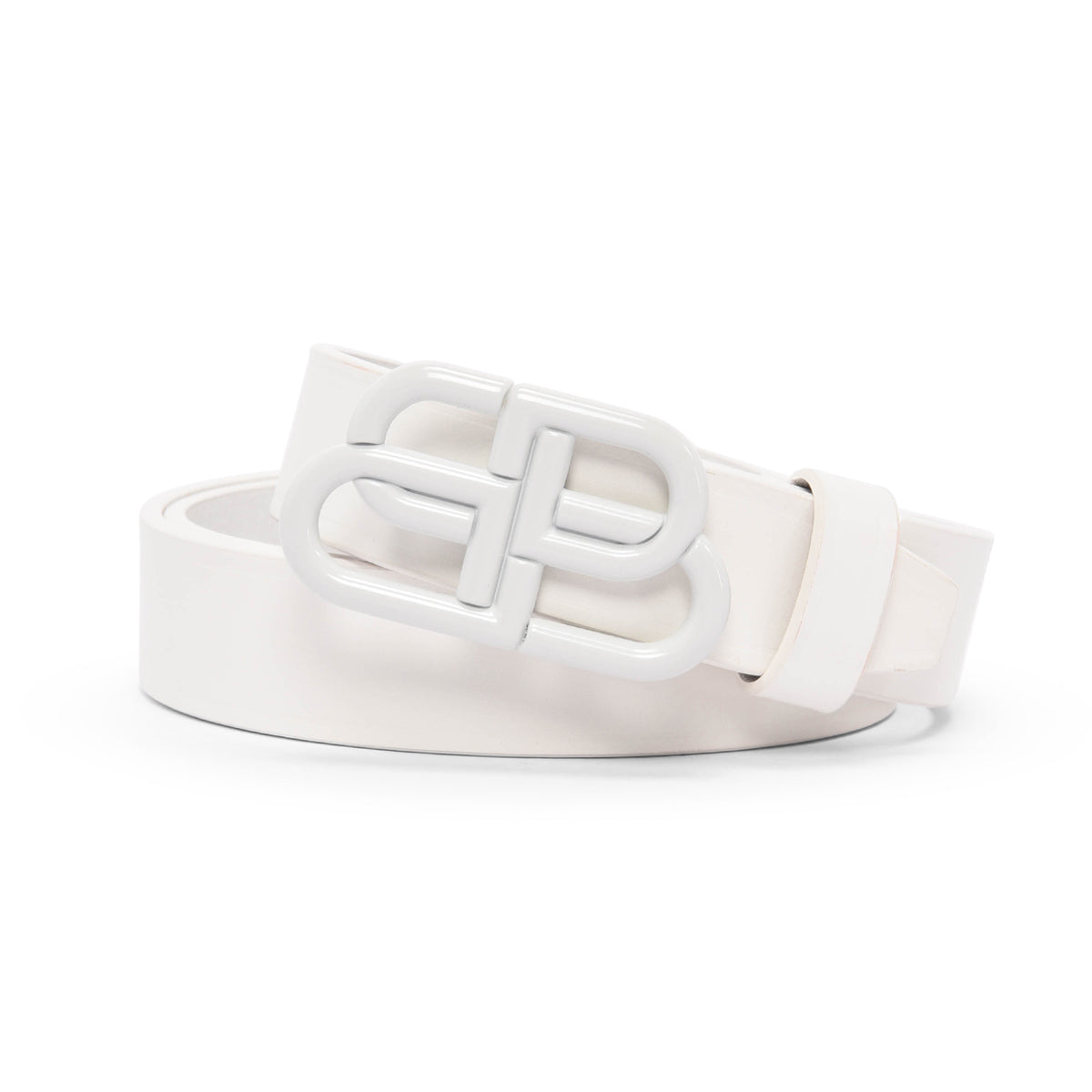 Balenciaga White Calfskin BB Belt