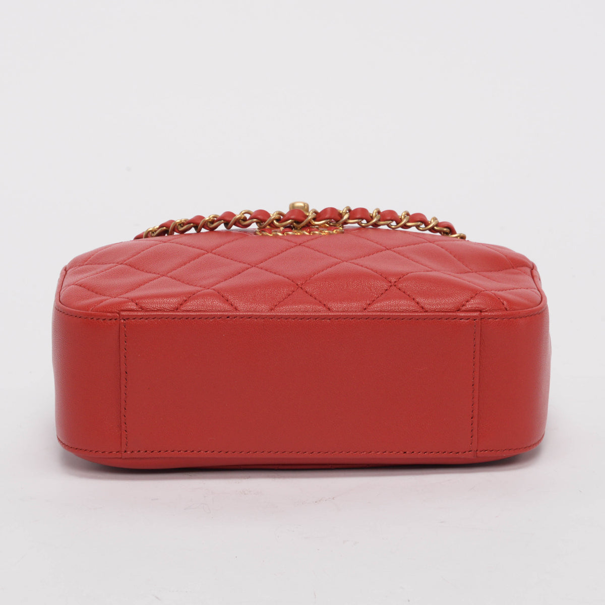 Chanel Red Quilted Lambskin Chain Infinity Camera Case