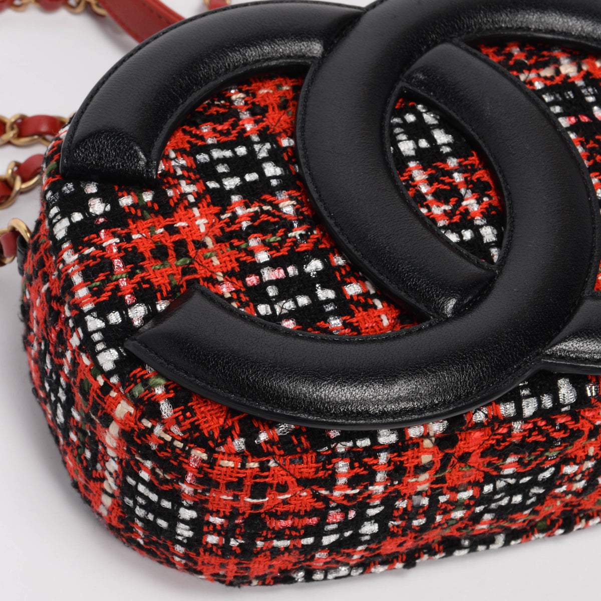 Chanel Red Tweed & Lambskin Coco Midnight Camera Case