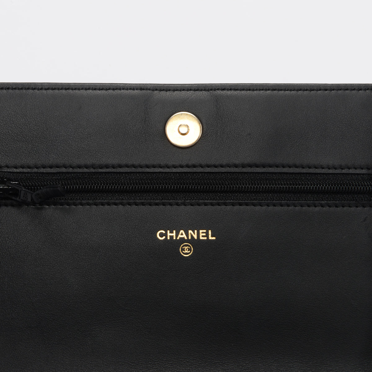 Chanel Black Lambskin Chain Around Boy Wallet On Chain