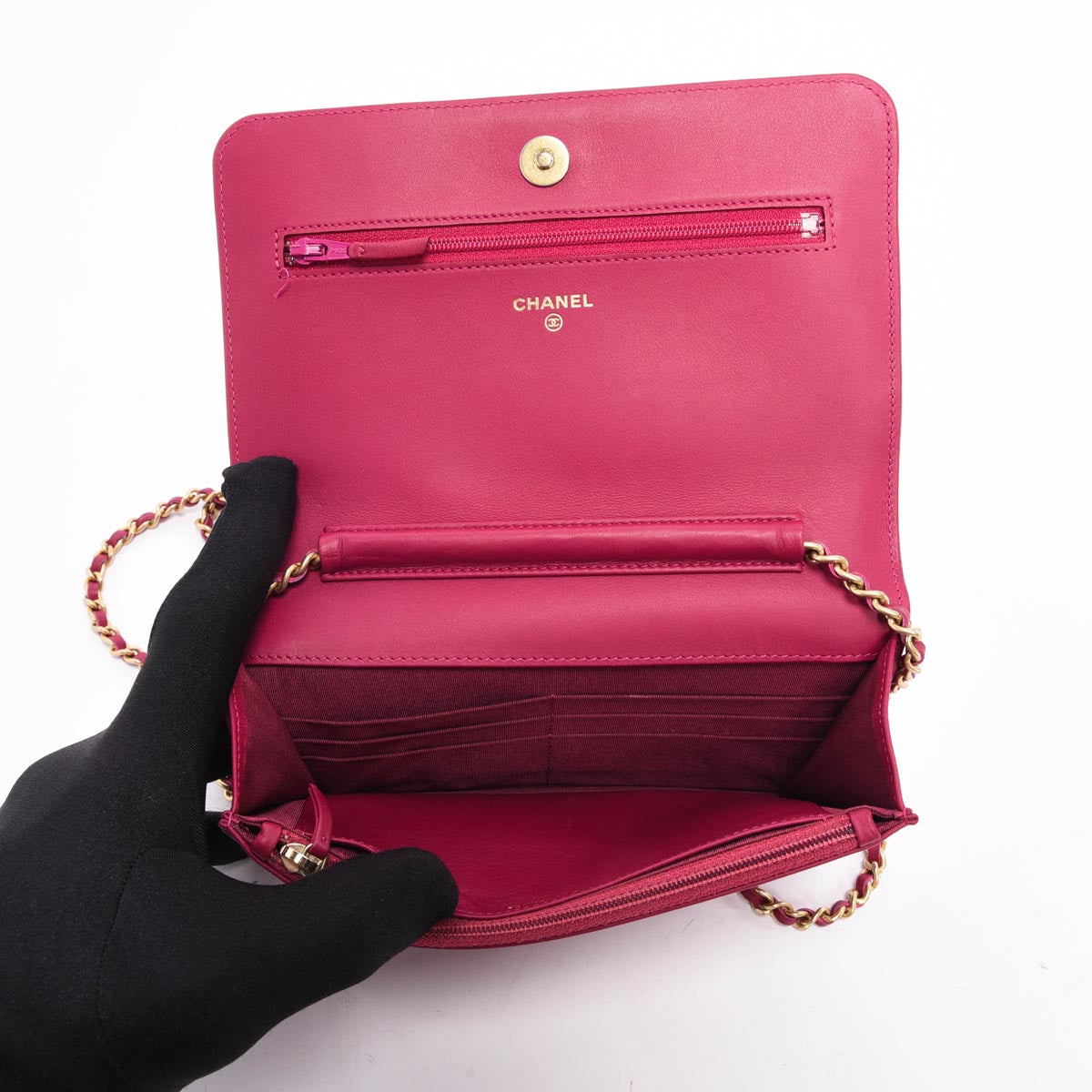 Chanel Magenta Lizard & Lambskin Chain Around Boy WOC