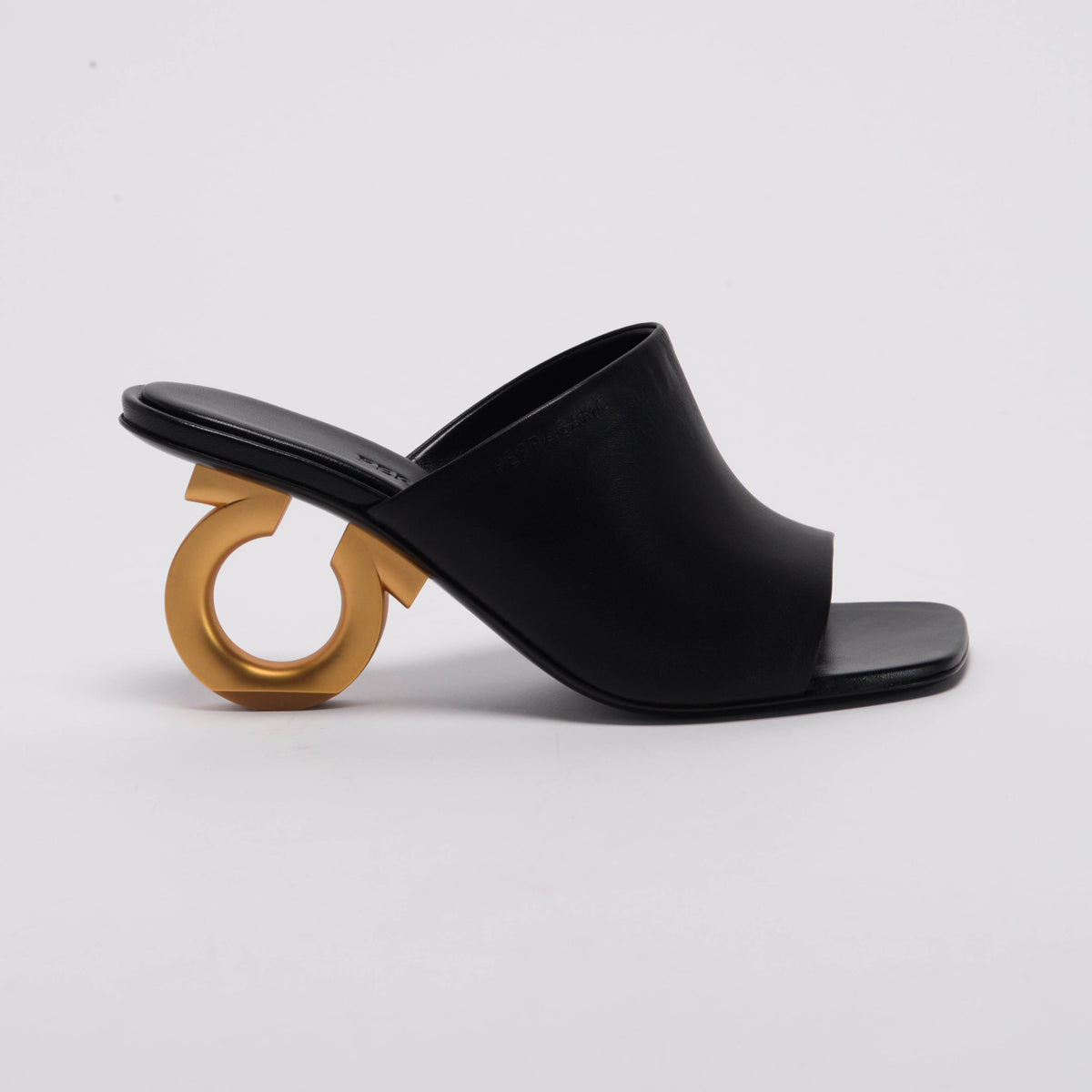 Ferragamo Black Lambskin Astro Mules 7.5