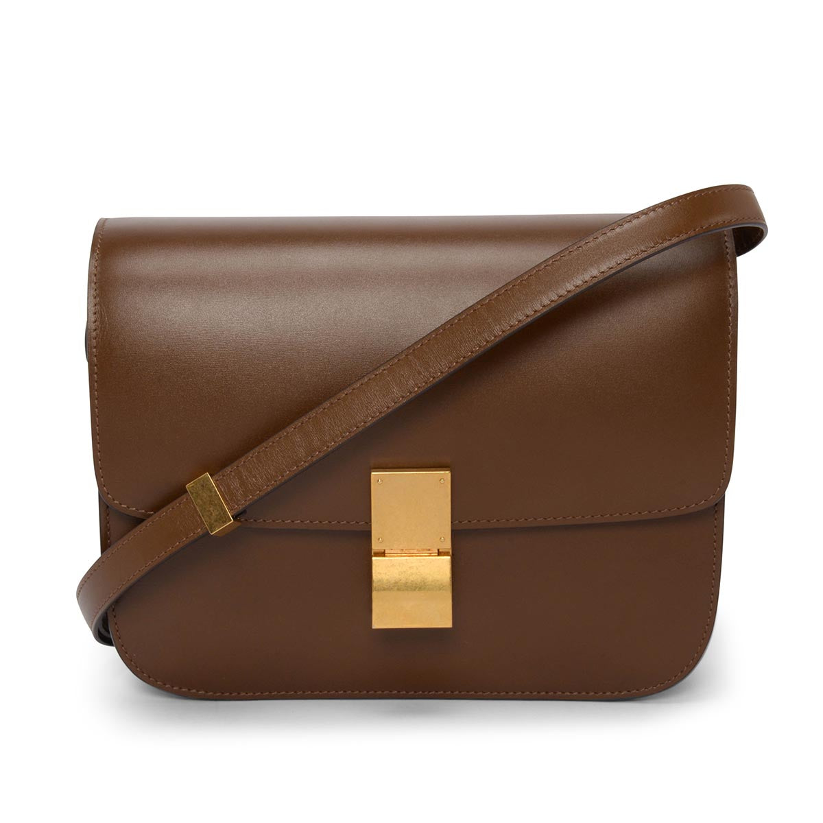 Celine Camel Box Calfskin Medium Classic Box Flap Bag