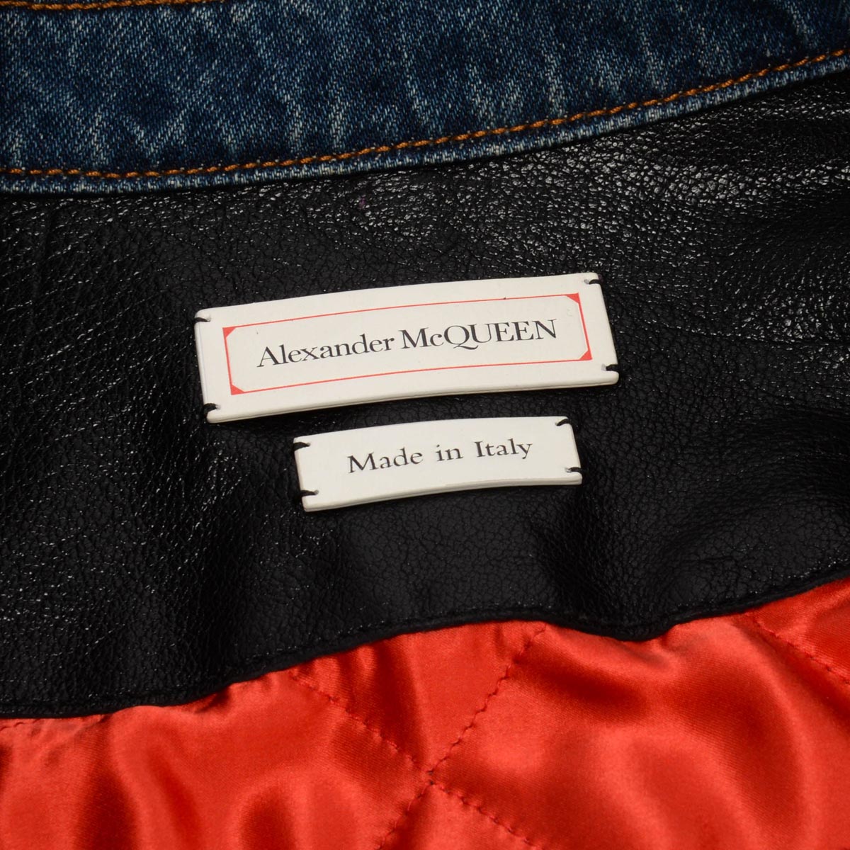 Alexander McQueen Leather & Denim Hybrid Cocoon Jacket IT 46