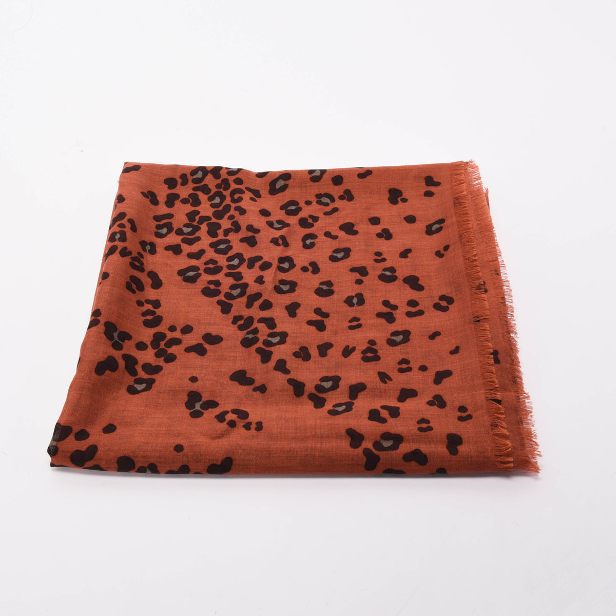 Cartier Burnt Orange Cashmere & Silk Panther Print Shawl