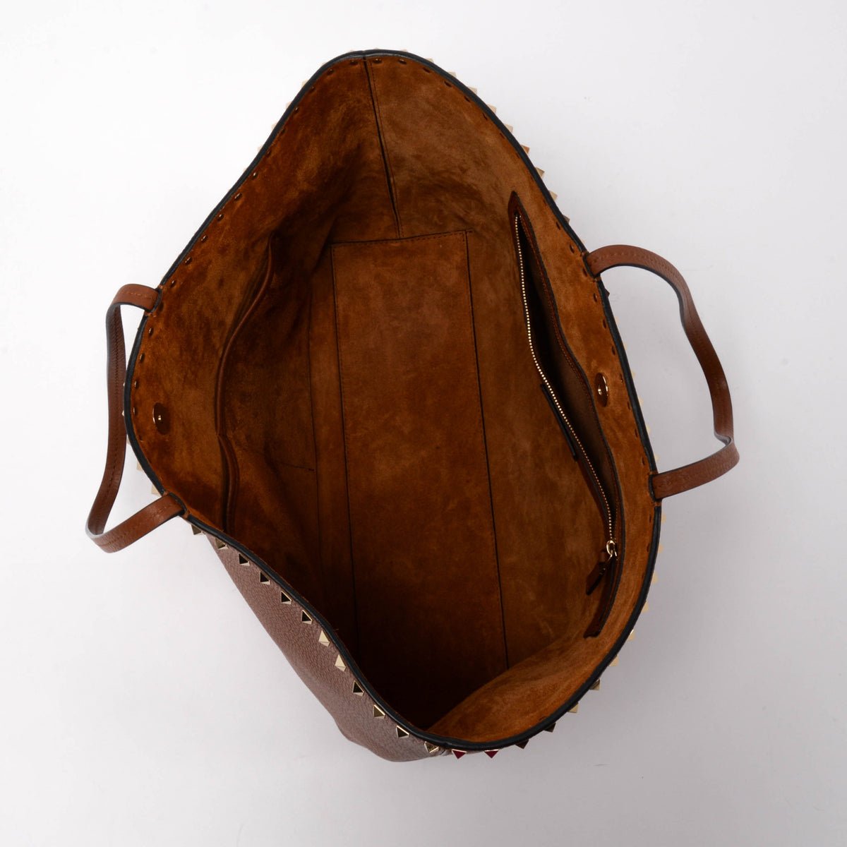 Valentino Tan Grainy Calfskin Rockstud Tote
