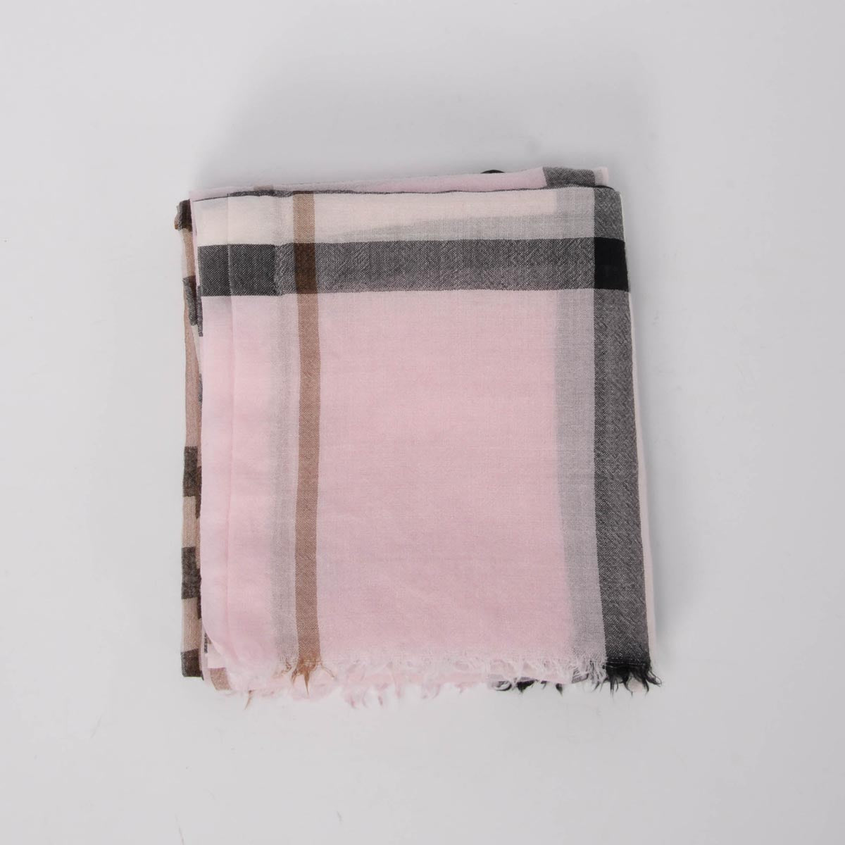 Burberry Pink Wool & Silk Check Scarf