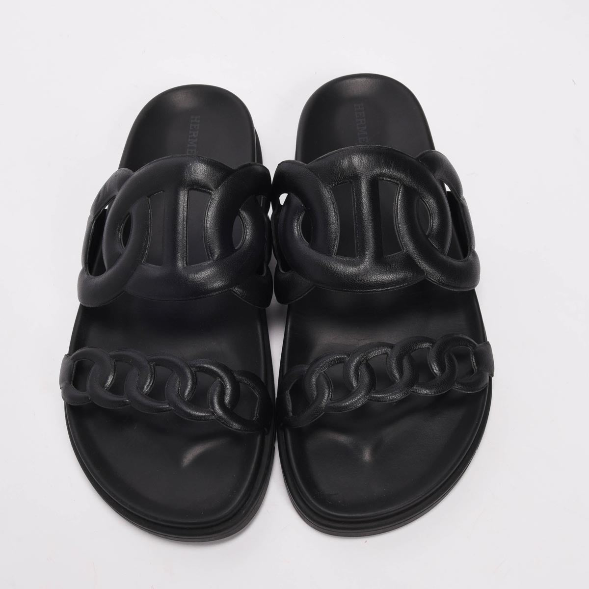 Hermes Black Nappa Extra Sandals 41