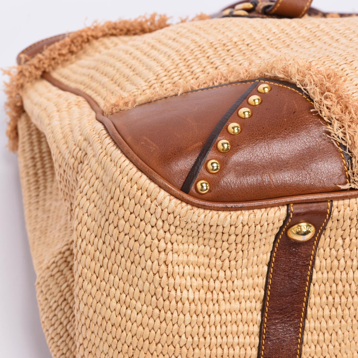 Prada Brown Raffia & Leather Large Tote