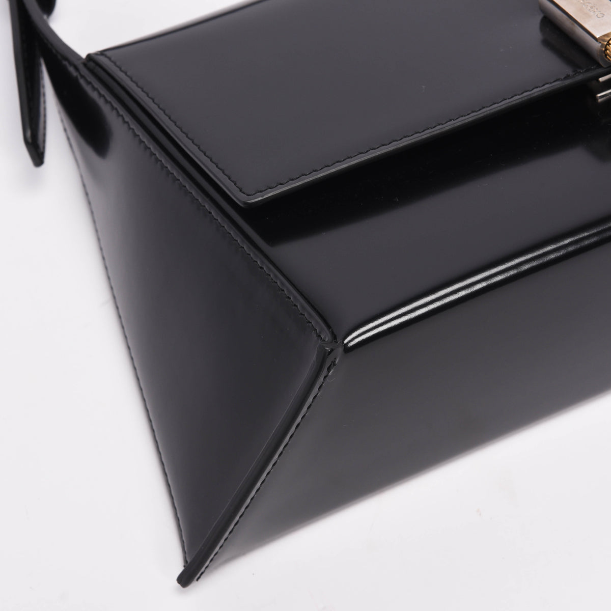 Ferragamo Black Calfskin Geometric Shoulder Bag