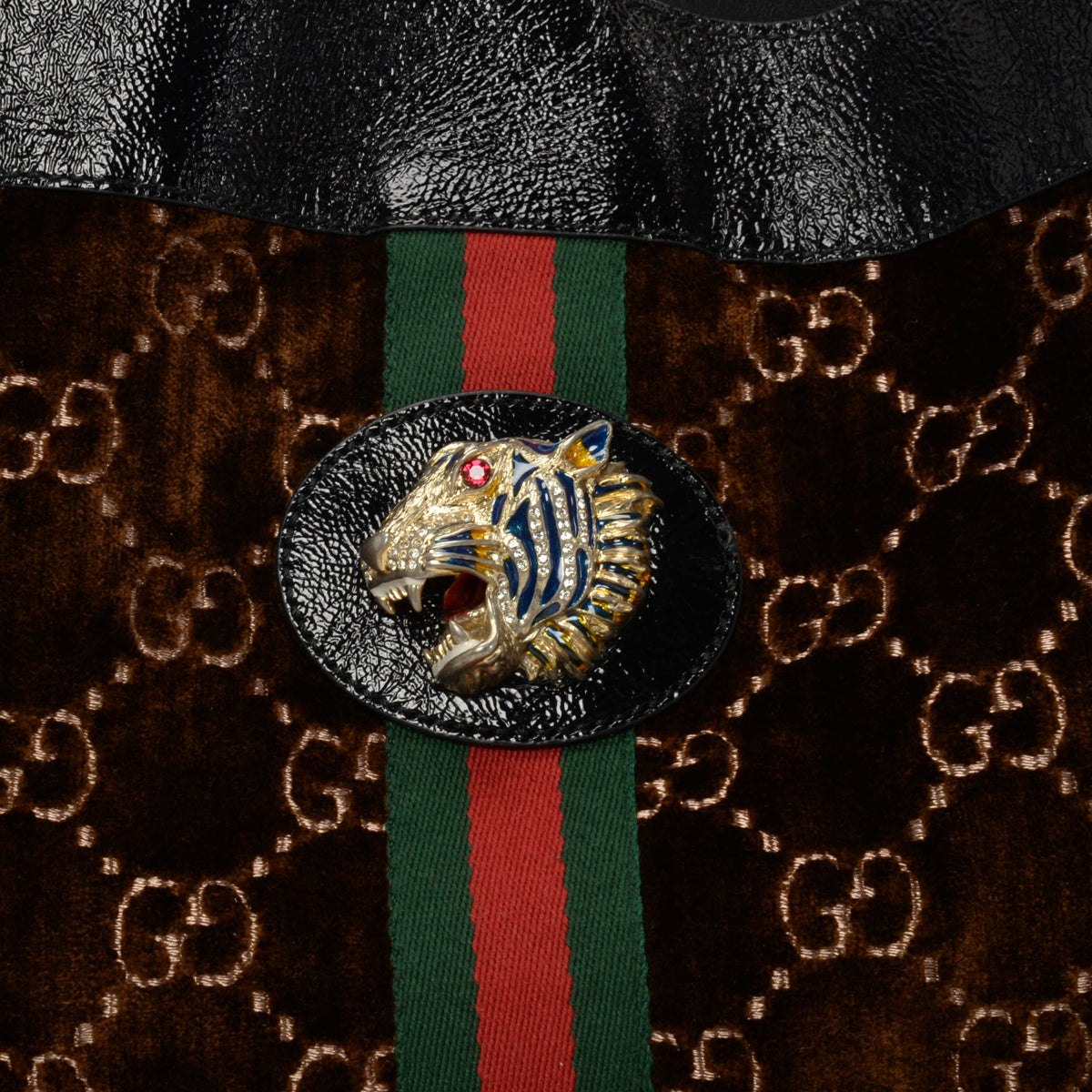 Gucci Brown GG Velvet Large Linea Rajah Tote