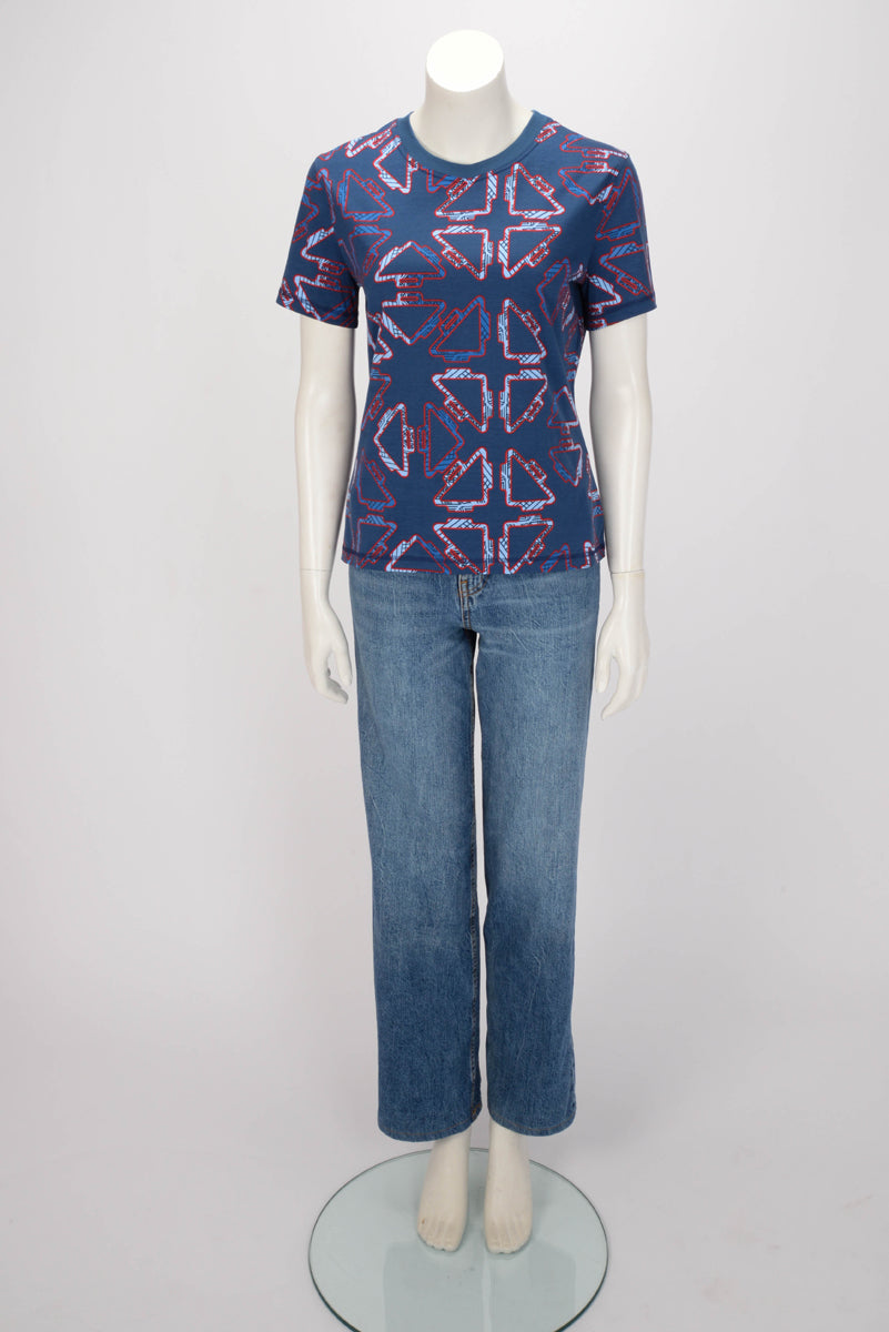 Hermes Navy Cotton Tatersales Micro T-Shirt FR 42