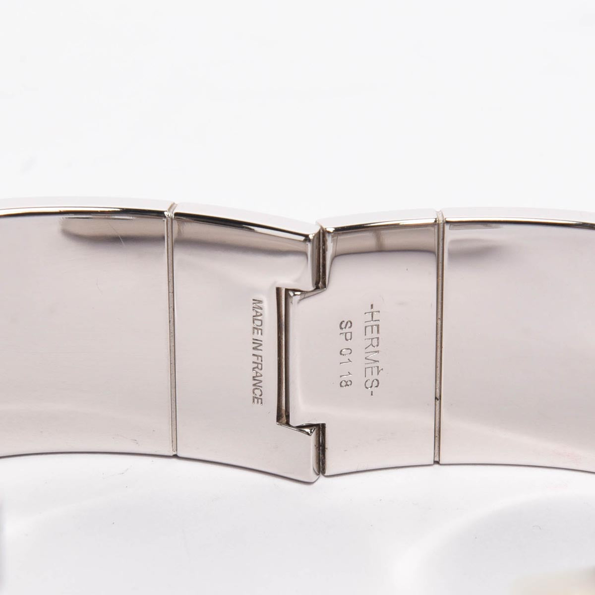 Hermes Black & White Enamel Charniere Lettre au Carre Hinged Bracelet