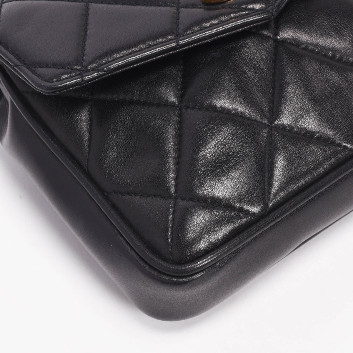 Chanel Vintage Black Quilted Lambskin Mini Belt Bag