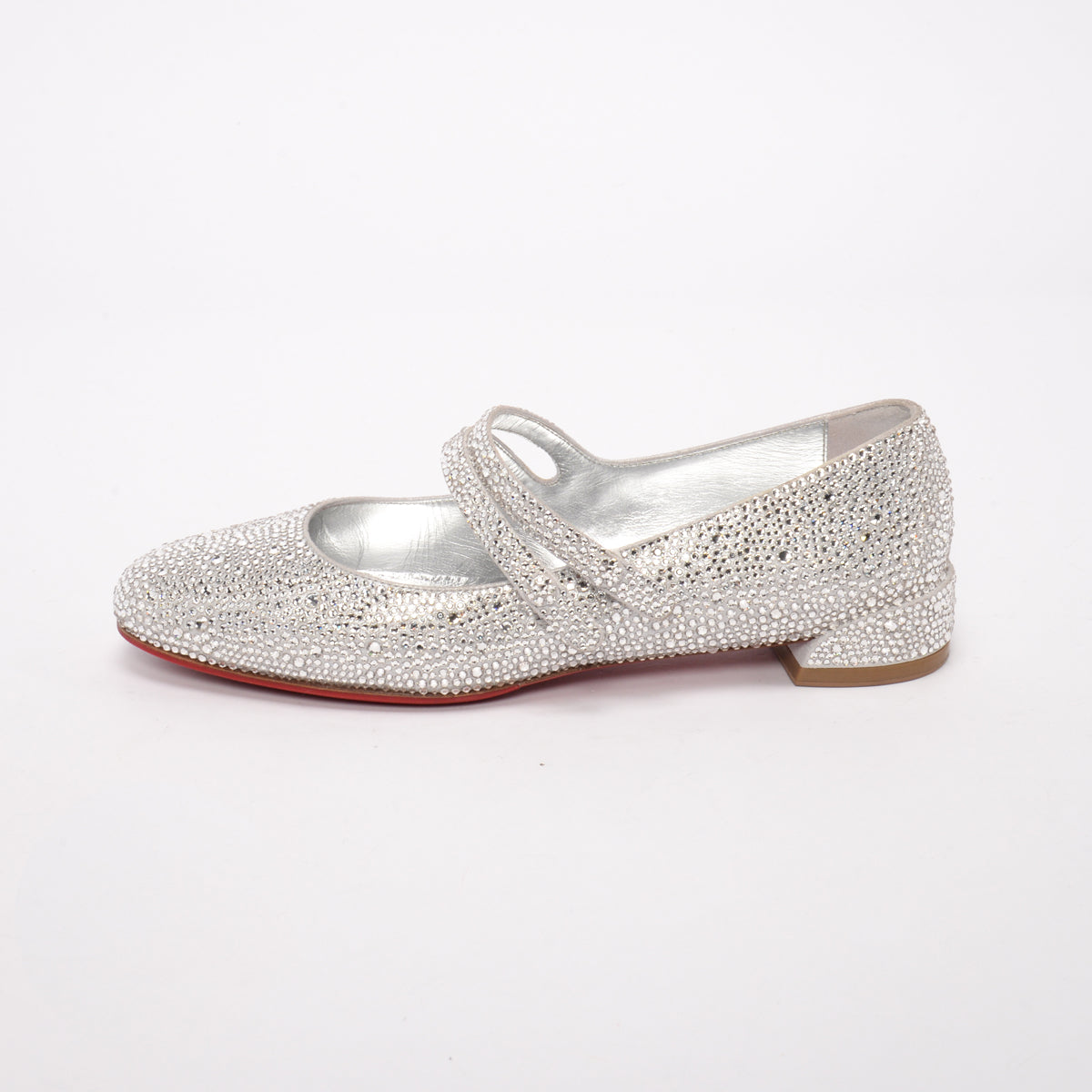 Christian Louboutin Silver Strass Embellished Sweet Jane Shoes 38