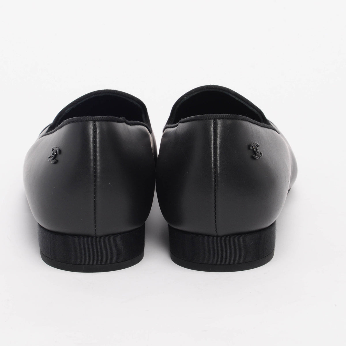 Chanel Black Calfskin Cap Toe Loafers 38