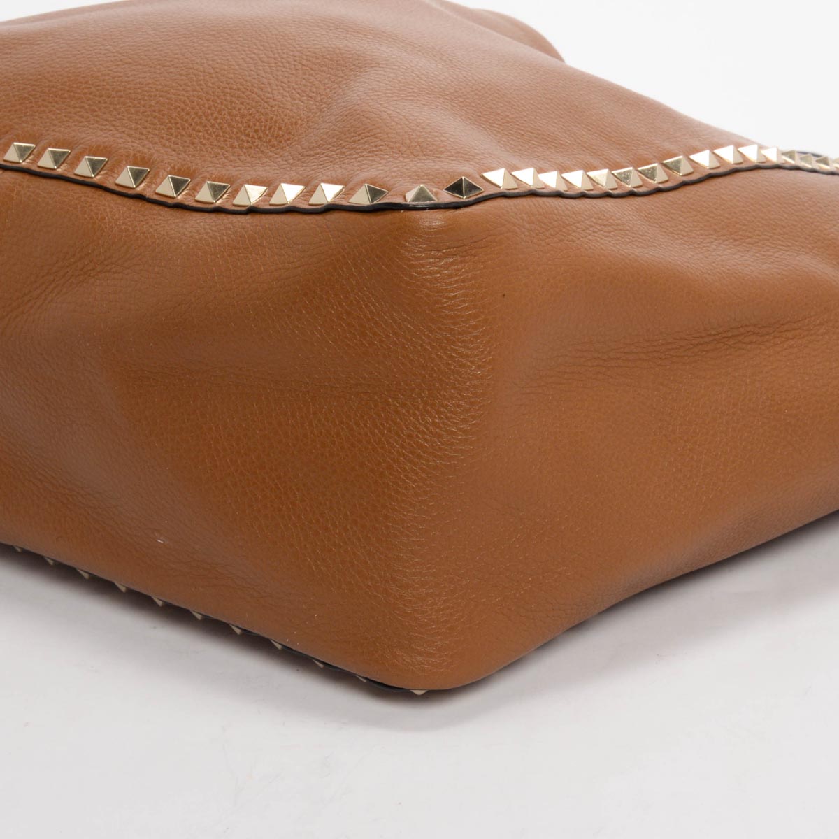 Valentino Black & Tan Grained Calfskin Reversible Rockstud Tote