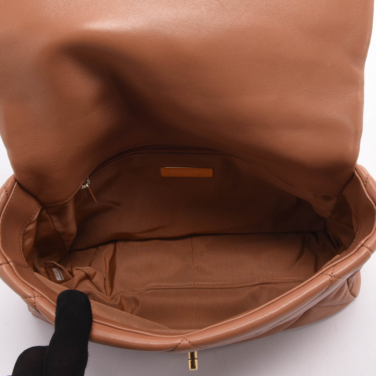 Chanel Tan Quilted Goatskin Large Chanel 19 Flap Bag