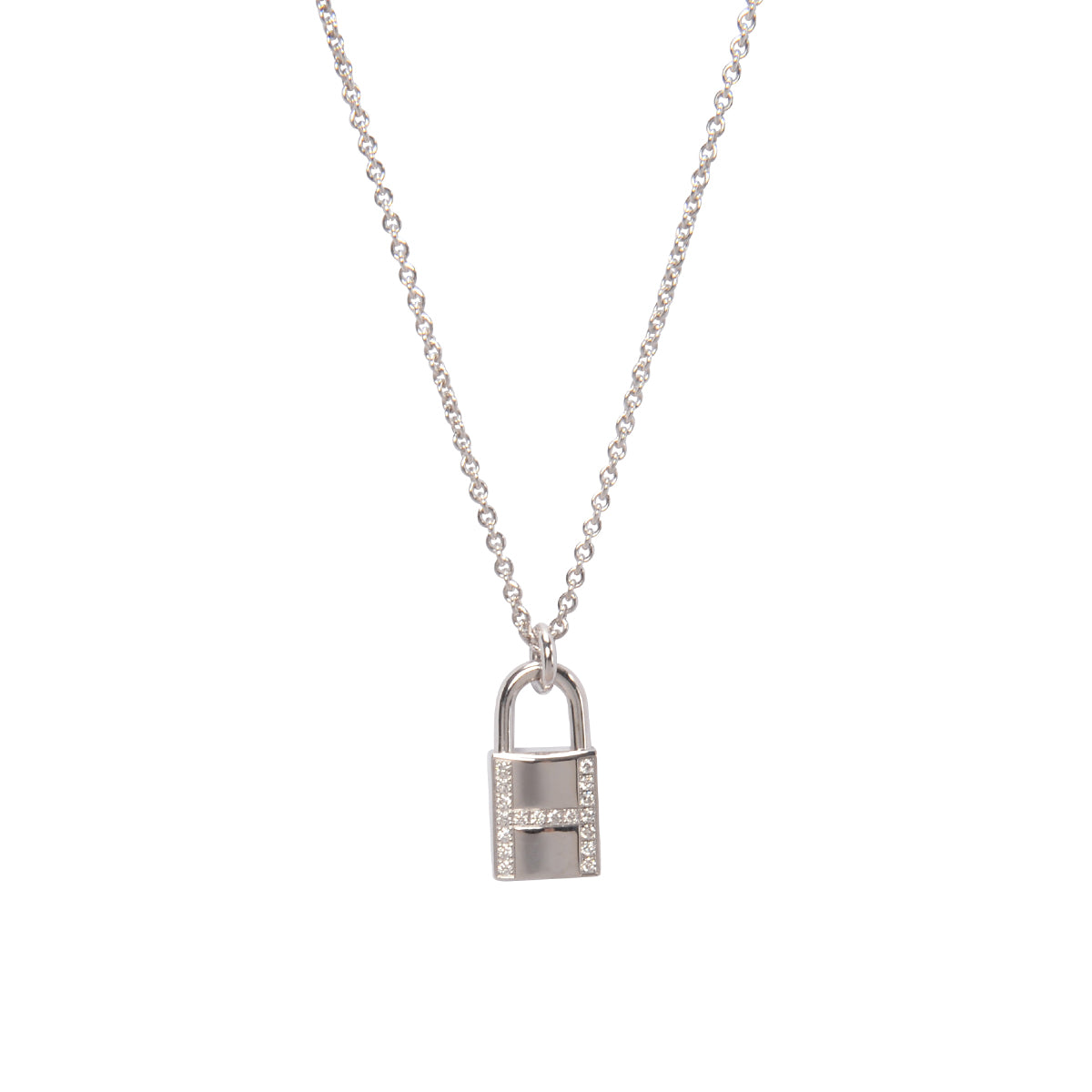 Hermes 18k White Gold & Diamond Kelly Cadenas Necklace