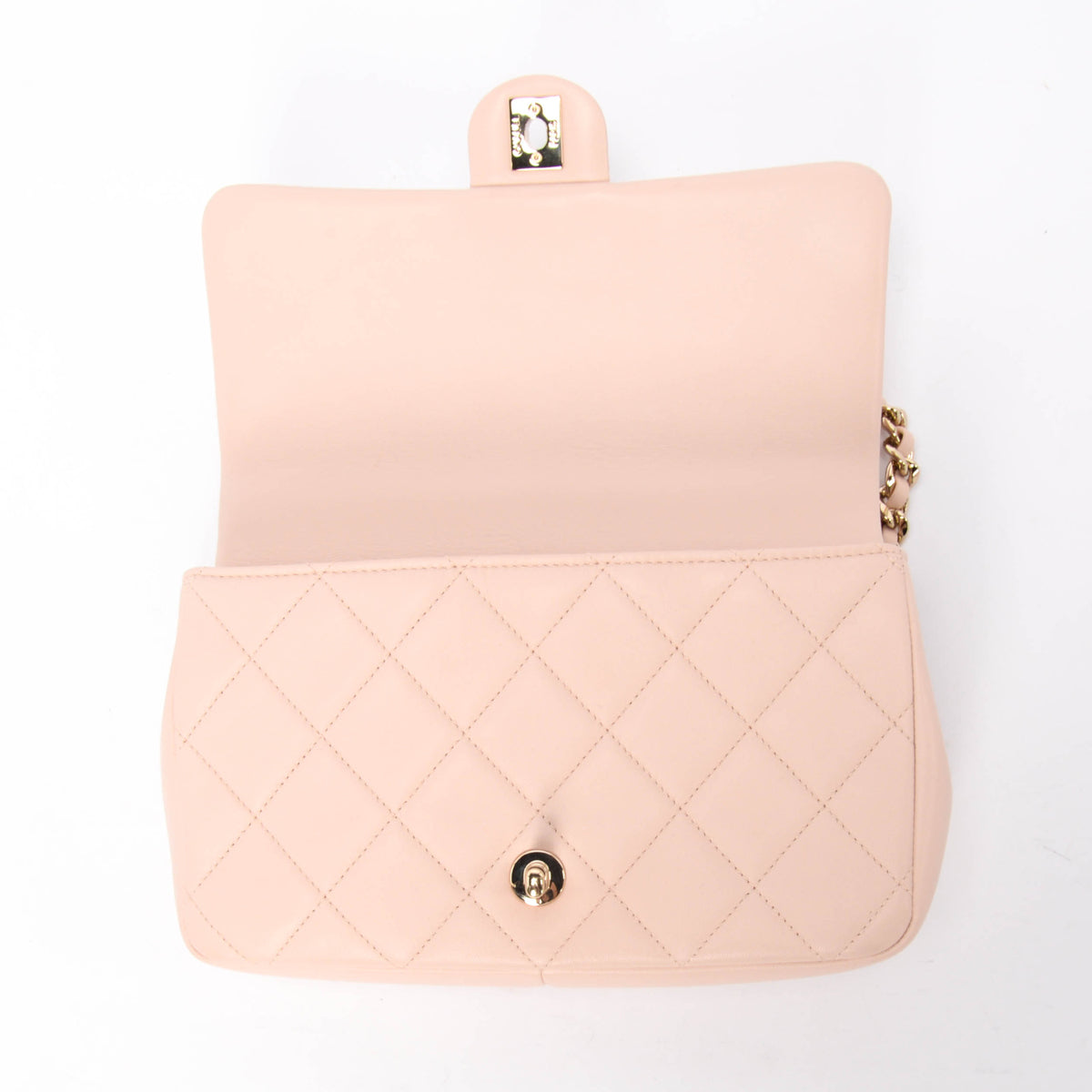 Chanel Soft Pink Lambskin Elegant Chain Flap Bag