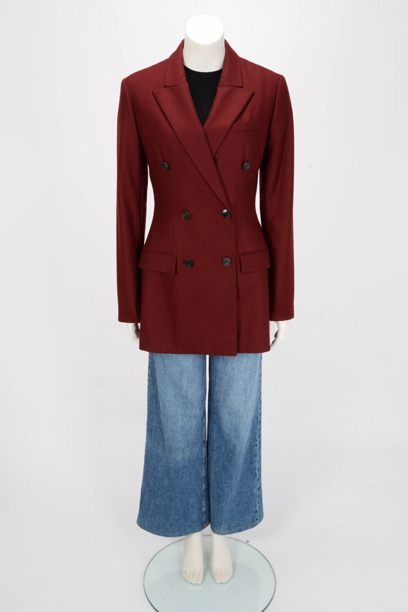 Dior Burgundy Wool D.B. Longline Blazer FR 40