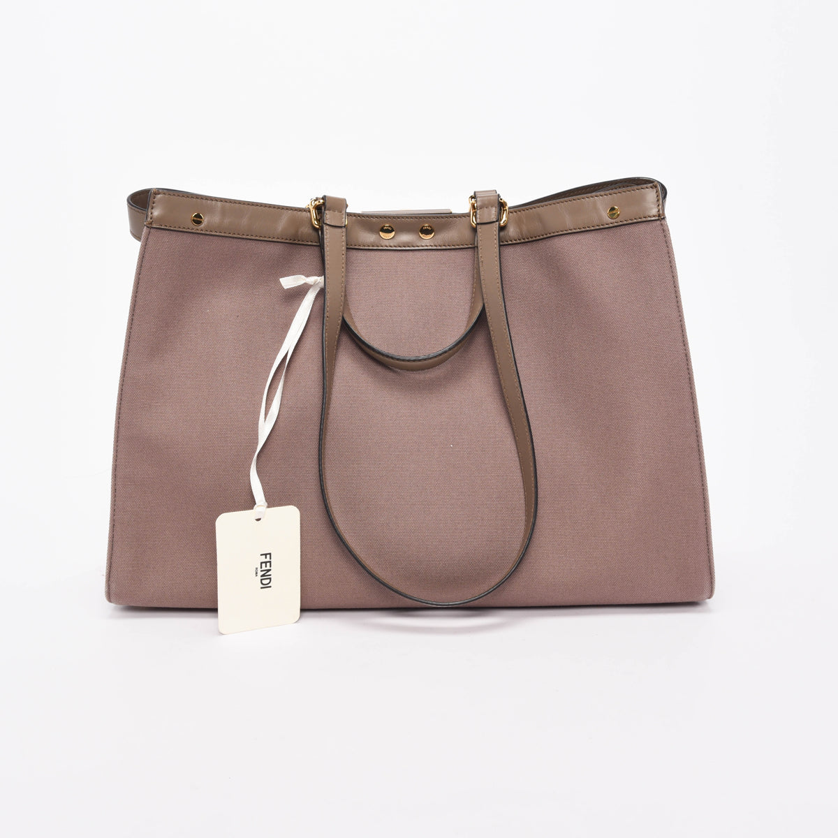 Fendi Taupe Canvas King FF Embroidered Medium Peekabo X- Tote