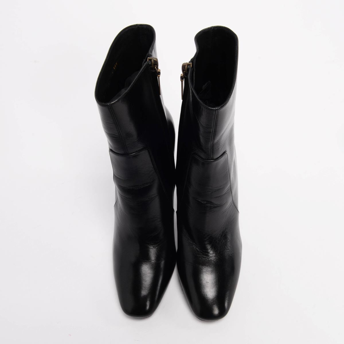 Saint Laurent Black Shiny Calfskin Jane Ankle Boots 39.5