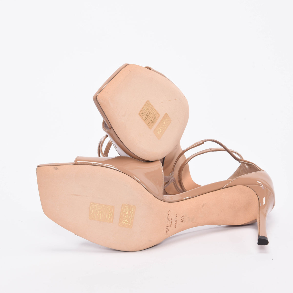 Jimmy Choo Ballet Pink Patent Leather Azia 75 Sandals 41.5