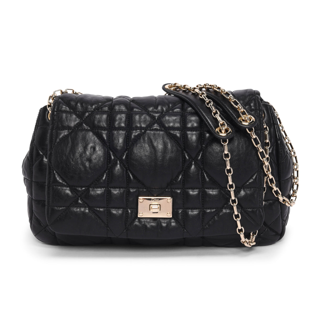 Dior Black Cannage Lambskin Milly La Foret Shoulder Bag