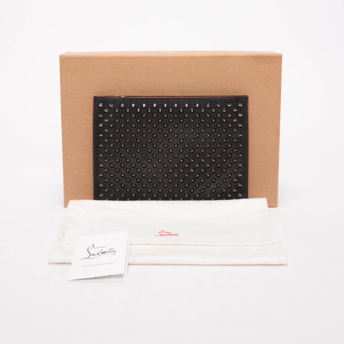Christian Louboutin Black Calfskin Spike Loubiposh Pouch